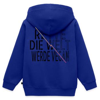 zitat geburtstagsgeschenkidee biologisch - Kinder Premium Organic Zip Hoodie - Royalblau - Hinten - AI Model Kid Male (0cm)