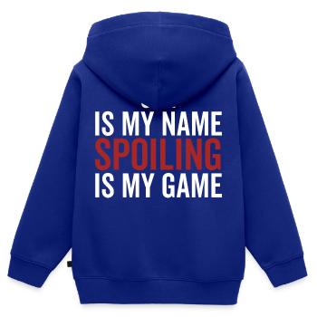 Joe ist mein Name Spoiling ist mein Spiel - Kinder Premium Organic Zip Hoodie - Royalblau - Hinten - AI Model Kid Male (0cm)