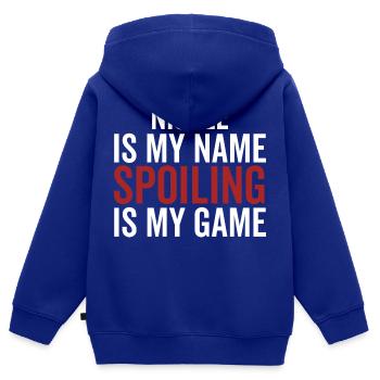 Nicole est mon nom Spoiling est mon jeu - Sweat Premium à capuche zippé enfant bio - bleu roi - Dos - AI Model Kid Male (0cm)