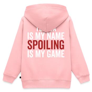 Teresa ist mein Name Verderben ist mein Spiel - Kinder Premium Organic Zip Hoodie - Rosa - Hinten - AI Model Kid Female (0cm)
