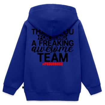 Thank You For Being A Freaking Awesome Team 2 - Kinder Premium Organic Zip Hoodie - Royalblau - Hinten - AI Model Kid Male (0cm)