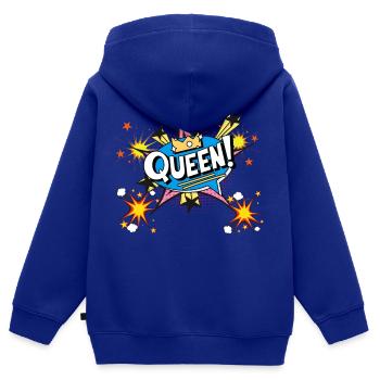 Eine coole Königin im Cartoon-Stil im Comic-Stil! - Kinder Premium Organic Zip Hoodie - Royalblau - Hinten - AI Model Kid Male (0cm)