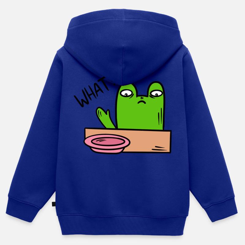 Drôle de grenouille, crapaud - Sweat Premium à capuche zippé enfant bio - bleu roi