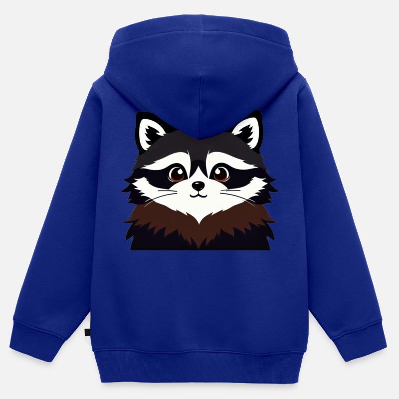 Ratons laveurs Mignon Dessin Animé Raton laveur 35 - Sweat Premium à capuche zippé enfant bio - bleu roi
