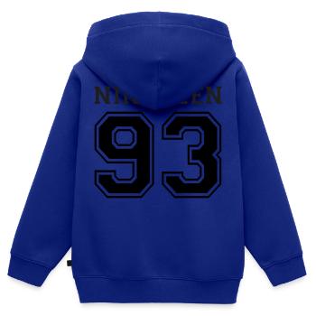 1993 - Kinder Premium Organic Zip Hoodie - Royalblau - Hinten - AI Model Kid Male (0cm)