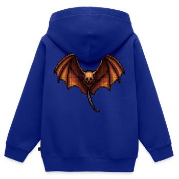 Flughund in minimalistischer Pixelgrafik - Kinder Premium Organic Zip Hoodie - Royalblau - Hinten - AI Model Kid Male (0cm)