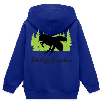 "Fleißiges Bienchen: Immer emsig unterwegs" - Kinder Premium Organic Zip Hoodie - Royalblau - Hinten - AI Model Kid Male (0cm)