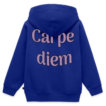 Carpe diem - Kinder Premium Organic Zip Hoodie - Royalblau - Hinten - AI Model Kid Male (0cm)