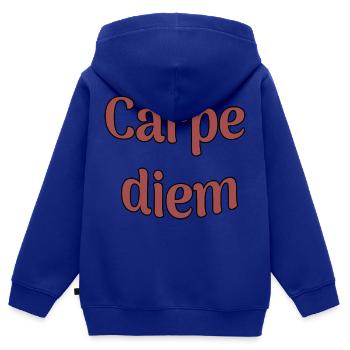 Carpe diem - Sweat Premium à capuche zippé enfant bio - bleu roi - Dos - AI Model Kid Male (0cm)