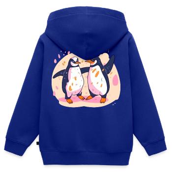 Pinguintanz Nr. 2 - Kinder Premium Organic Zip Hoodie - Royalblau - Hinten - AI Model Kid Male (0cm)