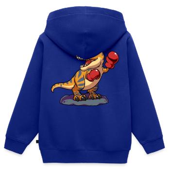 Cool Boxer T-Rex Dinosaure - Sweat Premium à capuche zippé enfant bio - bleu roi - Dos - AI Model Kid Male (0cm)