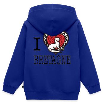 Ich liebe Bretagne Hermine curieuse - Kinder Premium Organic Zip Hoodie - Royalblau - Hinten - AI Model Kid Male (0cm)