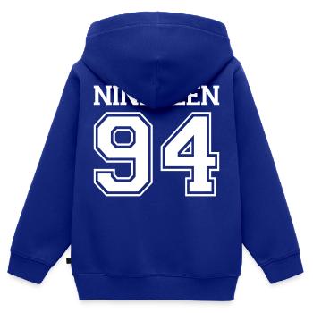 1994 - Kinder Premium Organic Zip Hoodie - Royalblau - Hinten - AI Model Kid Male (0cm)