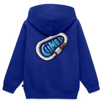 Climb On - Kletter Karabiner - Kinder Premium Organic Zip Hoodie - Royalblau - Hinten - AI Model Kid Male (0cm)