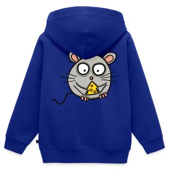 Souris au fromage - Sweat Premium à capuche zippé enfant bio - bleu roi - Dos - AI Model Kid Male (0cm)