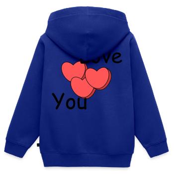 Je t’aime - Sweat Premium à capuche zippé enfant bio - bleu roi - Dos - AI Model Kid Male (0cm)