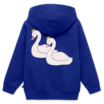 Cygne 2x - Sweat Premium à capuche zippé enfant bio - bleu roi - Dos - AI Model Kid Male (0cm)