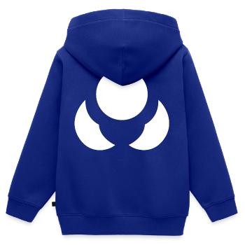 Fleur de Neutron blanche sans fond - Sweat Premium à capuche zippé enfant bio - bleu roi - Dos - AI Model Kid Male (0cm)