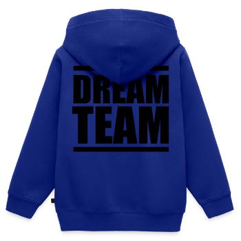 Équipe de rêve - Sweat Premium à capuche zippé enfant bio - bleu roi - Dos - AI Model Kid Male (0cm)