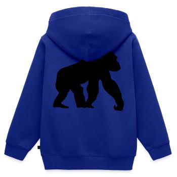singe - Sweat Premium à capuche zippé enfant bio - bleu roi - Dos - AI Model Kid Male (0cm)