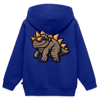 Dinosaure Stegosaurus Bande dessinée Cool - Sweat Premium à capuche zippé enfant bio - bleu roi - Dos - AI Model Kid Male (0cm)