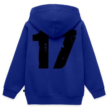 17 - Sweat Premium à capuche zippé enfant bio - bleu roi - Dos - AI Model Kid Male (0cm)