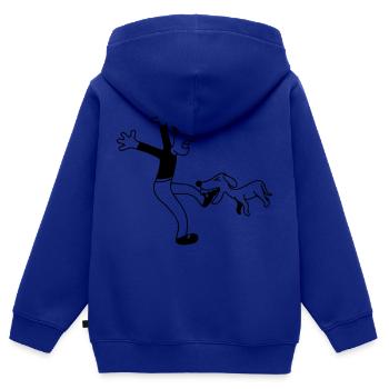 Dog Bites Man Foot Pain Attack - Kids Premium Organic Zip-up Hoodie - royal blue - Back - AI Model Kid Male (0cm)