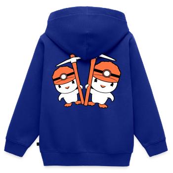 2 canards mineur pioche casque lampe amis mignon - Sweat Premium à capuche zippé enfant bio - bleu roi - Dos - AI Model Kid Male (0cm)