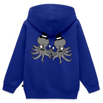 2 Kraken Mr. Sir Hat Monocle Lunettes Rich Friends - Sweat Premium à capuche zippé enfant bio - bleu roi - Dos - AI Model Kid Male (0cm)