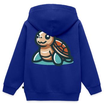 Lächelnde Schildkröte - Kinder Premium Organic Zip Hoodie - Royalblau - Hinten - AI Model Kid Male (0cm)