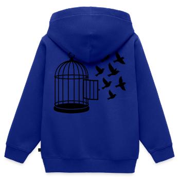 Liberté - Sweat Premium à capuche zippé enfant bio - bleu roi - Dos - AI Model Kid Male (0cm)