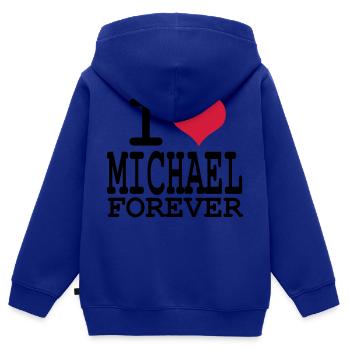 j'aime michael toujours - Sweat Premium à capuche zippé enfant bio - bleu roi - Dos - AI Model Kid Male (0cm)