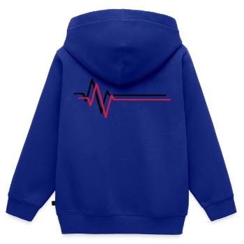 wave_t2 - Sweat Premium à capuche zippé enfant bio - bleu roi - Dos - AI Model Kid Male (0cm)
