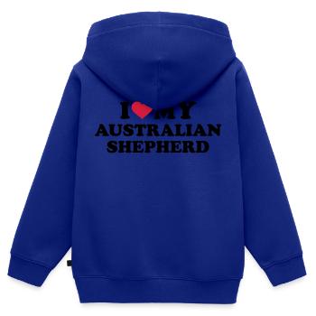 Australian shepherd - Kinder Premium Organic Zip Hoodie - Royalblau - Hinten - AI Model Kid Male (0cm)