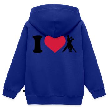 I love Danser - Sweat Premium à capuche zippé enfant bio - bleu roi - Dos - AI Model Kid Male (0cm)