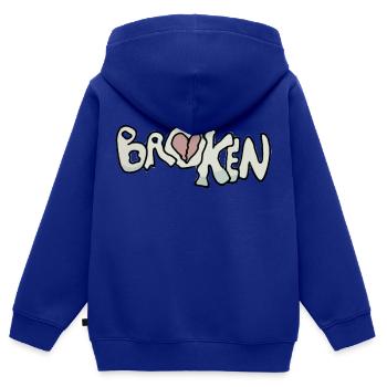 cœur brisé - Sweat Premium à capuche zippé enfant bio - bleu roi - Dos - AI Model Kid Male (0cm)