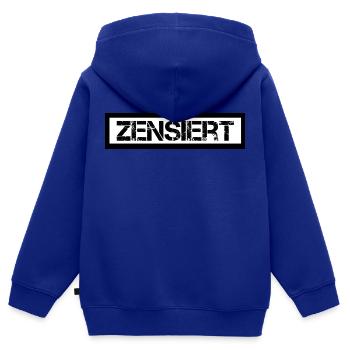 Zensiert Zensurbalken Design Schwarz Weiß - Kinder Premium Organic Zip Hoodie - Royalblau - Hinten - AI Model Kid Male (0cm)