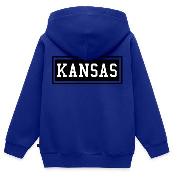 Kansas - Sweat Premium à capuche zippé enfant bio - bleu roi - Dos - AI Model Kid Male (0cm)