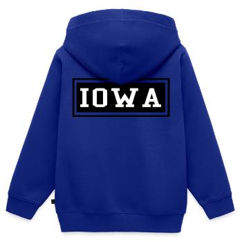 Iowa - Kinder Premium Organic Zip Hoodie - Royalblau - Hinten - AI Model Kid Male (0cm)