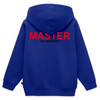 Funny "MASTER OF DISASTER" design - Kids Premium Organic Zip-up Hoodie - royal blue - Back - AI Model Kid Male (0cm)