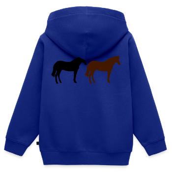 Chevaux - Sweat Premium à capuche zippé enfant bio - bleu roi - Dos - AI Model Kid Male (0cm)