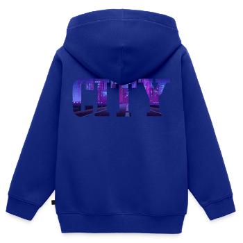 City - Kinder Premium Organic Zip Hoodie - Royalblau - Hinten - AI Model Kid Male (0cm)