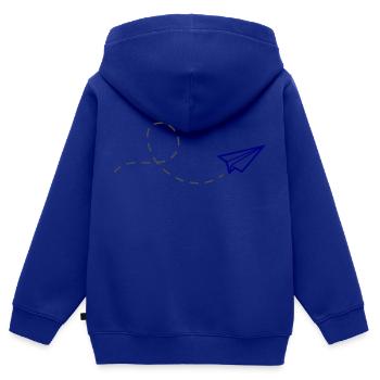 avion en papier - Sweat Premium à capuche zippé enfant bio - bleu roi - Dos - AI Model Kid Male (0cm)