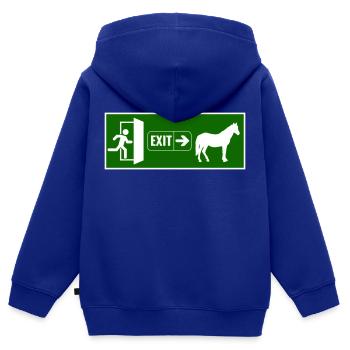 Exit raus zum pferd - Kinder Premium Organic Zip Hoodie - Royalblau - Hinten - AI Model Kid Male (0cm)