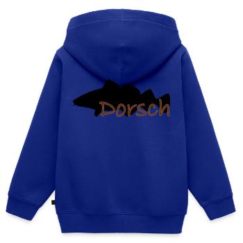 Morue noire - Sweat Premium à capuche zippé enfant bio - bleu roi - Dos - AI Model Kid Male (0cm)