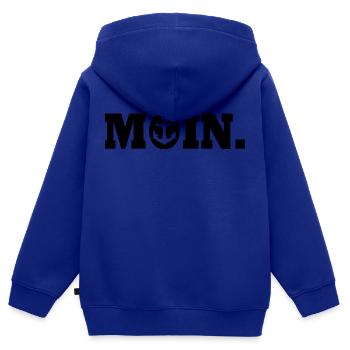 Moin - Sweat Premium à capuche zippé enfant bio - bleu roi - Dos - AI Model Kid Male (0cm)