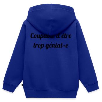trop genial - Sweat Premium à capuche zippé enfant bio - bleu roi - Dos - AI Model Kid Male (0cm)