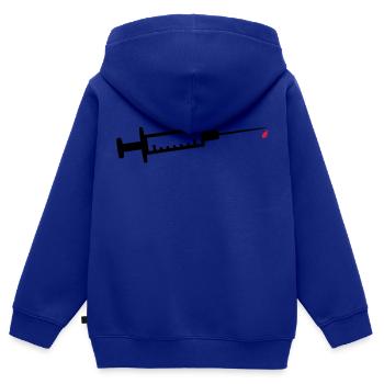 Seringue - Sweat Premium à capuche zippé enfant bio - bleu roi - Dos - AI Model Kid Male (0cm)