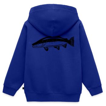 Lachs - Kinder Premium Organic Zip Hoodie - Royalblau - Hinten - AI Model Kid Male (0cm)