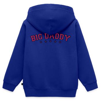 Fête des pères logo Big Daddy héros papa Vater - Sweat Premium à capuche zippé enfant bio - bleu roi - Dos - AI Model Kid Male (0cm)